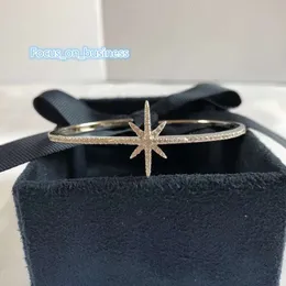 Lyxdesigner Charm Armband Topp Sterling Silver Full Crystal Star Meteorites Charm Armband Manschett Bangle For Women Wedding Jewelry Brides Party Gift