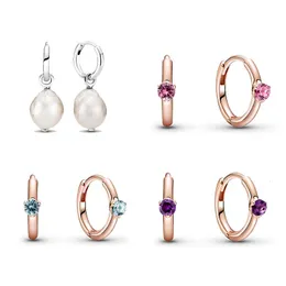 Panstyle Orecchini in argento 925 con perle d'acqua dolce Oro rosa Viola Zircone Regalo Tendenza Moda Gioielli da donna Regali 240112