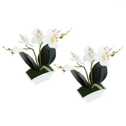 Kwiaty dekoracyjne 2 szt. Symulacja phalaenopsis Fałszywa roślina kwiatowa bonsai ornament sztuczny donite