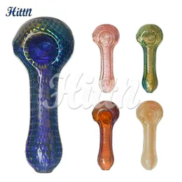 Hittn Glass Pipe Glass Smoking Tobacco Hand Pipe 2024 Popular Silver Fumed Bubble Trap Dry Herb Spoon Handpipe 4.1 Inches