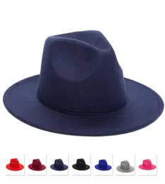 Uomo Donna Autunno Inverno Cappelli Fedora Imitazione cappello di feltro di lana Moda uomo Jazz Panama Cap Fedora Cappellini Chapeau Cappelli a tesa larga Who9892208