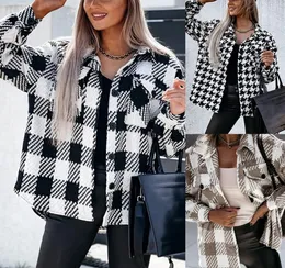 새로운 스타일 여자 모직 자켓 흑백 aound 넥 한국 버전 슬림 vneck 짧은 가을 코트 8220364