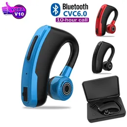 Kulaklıklar V10 V9 Business Bluetooth kulaklık sürücüsü elle kulaksız kulaklık ile mikrofon sesli komuta ile iPhone android telefon için gürültü önleme
