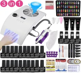 Nail Art Kits Private Salon 3IN1 Manicure Machine Set Include Electric Drill Lamp Dust Collector Polish Tool Kit2161335