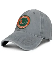 Elegante Miami Hurricanes Round Logo Unissex Denim Boné de beisebol Cool Uniquel Hats logotipo de futebol Futebol Verde EUA bandeira Core Smoke M5593107