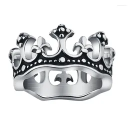 حلقات الكتلة Valily Jewelryl Crown Ring Royal King Wedding Knight Fleur de Lis Cross Vintage for Women Bagues Femme