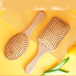 Luftkudde kam frisörande trä massage hårborste hårborste paddelkam lätt för våt eller torr användning flexibla borst alla hårtyper lång tjocka lockiga lockiga