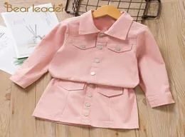 Bear Leader Girls Dress New Spring Casual Kids Girl Party Dress Bress Bress Coat and Dress 2Pcs Suit Kids Outwear Vestidos Clothing Y01246185