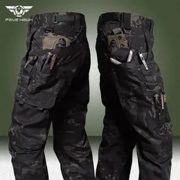 Camo Taktycal Pants Mężczyźni Wodoodporne wodoodporne spusty bojowe RIPSTOP SWAT Outdoor wielopapośnikowy odporny na zużycie armii spodni 240111