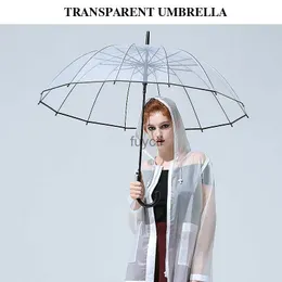 Regenschirme Verdickter transparenter Mädchen-Regenschirm, japanische süße frische Persönlichkeit, kreativer langer Griff, automatischer Regenschirm, Mädchen-Geburtstagsgeschenk, YQ240112