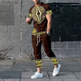 Лето 2024, мужской спортивный костюм в ирландском этническом стиле с 3D принтом, мужская футболка с короткими рукавами и длинные брюки, комплект из 2 предметов для отдыха