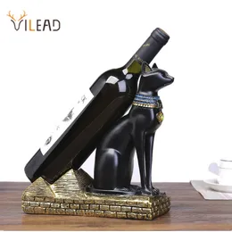 Vilead 25cm Resin Egyptian Cat God Wine Bottle Holder Figurines Nordic Simple Animals Rack Home Decoration Accessories Gift 240111