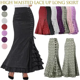Mulheres midi y2k saia vitoriana retro cintura alta elegante temperamento steampunk estilo gótico fishtail roupas de festa 240112