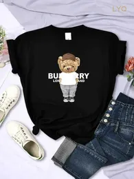 Śliczny niedźwiedź printwomen Tshirt Summer Short Sleeve Graphic Tops T-shirt para odzieży Męskie koszulki