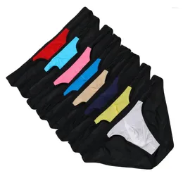 Cuecas 8pcs cuecas masculinas u convexo fino gelo seda cintura baixa sexy bikini shorts roupa interior homens pantie