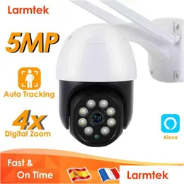 IP -kameror 5MP HD Camera Mini Video Surveillance WiFi Wireless PTZ CCTV Home Security Outdoor Tracking 4x Zoom Alexa Drop Delivery DH0YQ