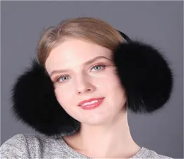 Novo estilo feminino inverno quente real pele de raposa earmuffs proteção de ouvido macio muff4008184
