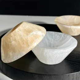 Pedras naturais de decoração para casa de cristal de tigela de gesso e cristais de cura de minerais