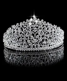 Splendido argento scintillante grande matrimonio diamante spettacolo diademi fascia per capelli corone da sposa in cristallo per spose prom spettacolo gioielli per capelli 3018245