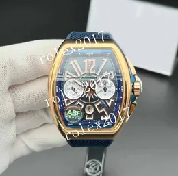 APF Factory Men's Chrono RG ABF Best Edition Blue Teksturowana tarcza na niebieskim nylonowym pasku 7750 Automatyczny ruch chronografu 18K Rose Gold Stated 44 mm Wris