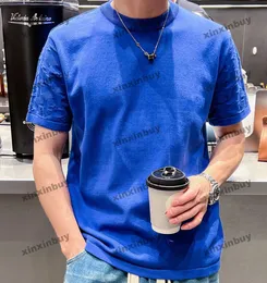 Xinxinbuy 2024 Men Designer Tee T Shirt Letter Jacquard Short Sleeve Wool Jetnited 1854 Women Black White Blue Red S-XL