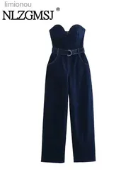 Kobiety Jumpsuits Rompers NlZgmsj Traf 2023 Dżins Jokssuit for Women Bezpośrednie rękawie bez rękawów.