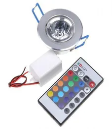 6PCS LED Lampka Lampa 3W RGB 16 Kolory Spot Light AC85265V IR Pewne sterowanie RGB sufit LED Downlight3316637