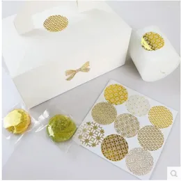 Gift Wrap 90pcs/10Sheets Gold Circular Gilded Transparent Sealing Sticker Candy Food Packaging Label Holiday Letterhead Card Decoration