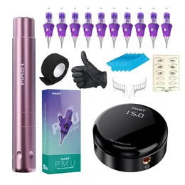 Kit per trucco permanente con penna per macchina rotativa Mast Tattoo P10 RCA con display a LED Alimentatore Pro Cartuccia per aghi Set di forniture 240112