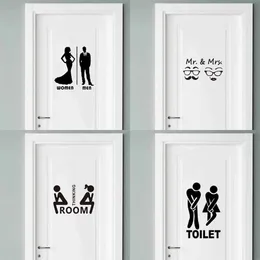 Moda Bagno Rimovibile Mr Mrs Vinile Poster Toilette Decalcomanie Adesivo da parete Decorazioni per porte Sfondi Casa 9 modelli 240111