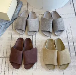 Designer slippers shoemaker brand shoes wooden clogs sandals, cork flat shoes fashionable suede leather summer leather beach casual shoes women's thick soles