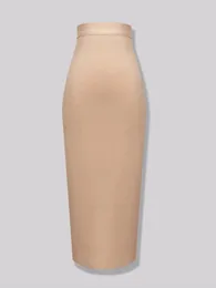 Mode 13 färger xl xxl sexig knälängd bandage kjol kvinnor elastisk bodycon sommar blyerts kjolar 78 cm 240111