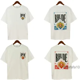 40off~T-shirt da uomo T-shirt Rhude T-shirt firmata T-shirt da uomo di alta qualità Primavera Autunno Stampa lettera Manica corta Taglia US M-xxl V816