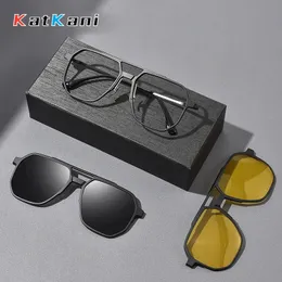 Katkani Fashion Magnetic Clip-On Glasögon Polariserade solglasögon Pure Optical Rectcription Frame Man Woman Eyeglasses 240111
