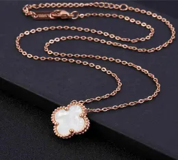 Wholale Ladi Clover Shell Pendant Stainls Steel 18K Rose Gold Women Necklace1647291