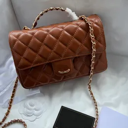 Sac à bandoulière pour femmes de concepteur 21 cm en cuir à clapet en or matériel en métal poignée en diamant sac à main de luxe Matelasse chaîne sac à bandoulière sac de maquillage sacs de mode