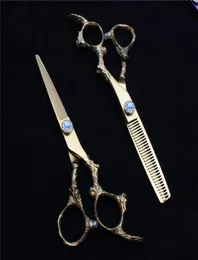 مقصات الشعر 55quot 16 سم 440C شعار مخصص حلاقة Golden Barber Shop العادية Tlinning Shears أداة التصميم الاحترافية C90057594772
