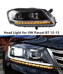 Conjunto de farol de led para vw passat b7, lente de projetor de feixe alto, luz diurna 2012-2015