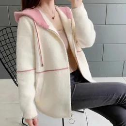 Women's Knits Meow Shirt 2024 Autumn/Winter Imitation Mink Fleece Loose Short Coat Korean Knitted Sweater Wool Cardigan Commuter V