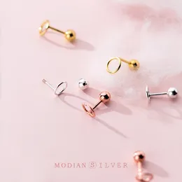 أقراط مسمار Modian 3 لون حرف لطيف الشكل مستدير للنساء 925 Sterling Silver Silver Pin Pin Gine Jewelry