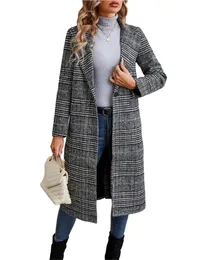 Fashionable plain weave wool coat women's basic coat loose spring and autumn women's double chest pads blended wool women's coat 240112