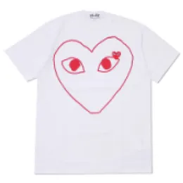 Designer TEE Com Des Garcons JOGAR Linha Vermelha Branca Grande Coração T-shirt Unissex Japão Melhor Qualidade EURO tamanho