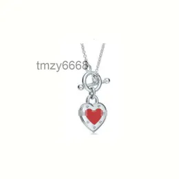 Halsband T 925 Sterling Silver Love OT Buckle Heart Shaped Pendant Tie Liten Crowd Collar Chain 6Nay