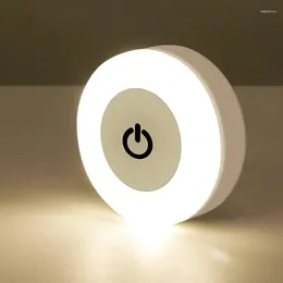 Gece Işıkları LED Işık Dokunmasız Algılama Taşınabilir Yuvarlak USB Şarj Atmosfer Yatak Odası Mutfak Mini