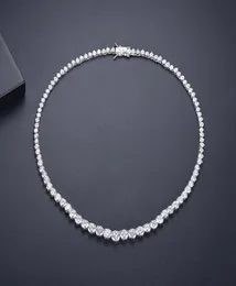 Trendy Lovers Necklace Lab Diamond Cz Stone White Gold Filled chorker Pendant Necklaces for Women Bridal Party Wedding jewelry7679768