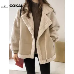 COKAL autunno e inverno cappotto in lana con risvolto largo giacca da donna abbigliamento trench moda sciolto 240112