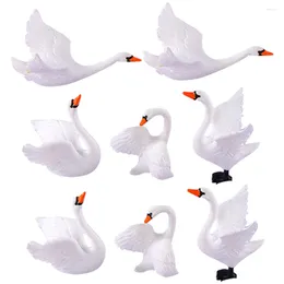 Bahçe Dekorasyonları 8pcs Dekoratif Swan Figürinler Saksı Bitkiler İçin Dekorasyon Sevimli Heykel Hayvanları