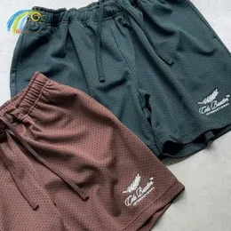 남자 반바지 23ss 브라운 블루 블랙 스크롤 슬로건 자수 Cole Buxton Mesh Shorts 남성 여성 1 1 최고의 품질 CB 브리치 태그 T240112