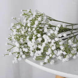 Flores decorativas, ramo Artificial de Gypsophila blanco falso para arreglos florales DIY, adornos para fiesta de boda, decoración del hogar