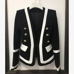 مصمم أزياء شارع High Street Blazer Womens Classic Black White Block Block Blick Buttons Jacket Outer Wear 240112